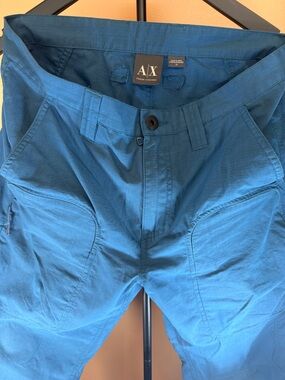 Armani Exchange Men's Teal Blue Cargo Shorts